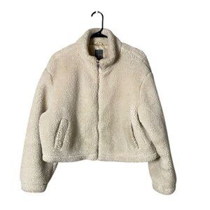 Primark Sherpa Jacket Coat Size Large‎ Teddy Utility Gear Soft Girl Kawaii Cream
